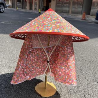 热销中现货防雨防晒遮脸护脖塑料披肩斗笠帽男女通用大檐干活采茶遮阳一体帽 in Ipoh - Image 1
