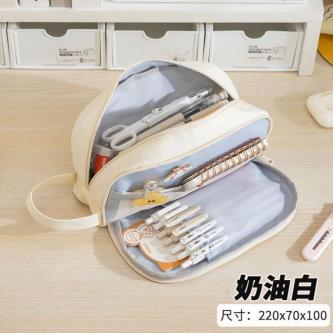同款现货！简约三层笔袋初高中生女孩黑色笔盒学生高颜值耐脏铅笔盒龅牙兔 in Johor Bahru - Image 1