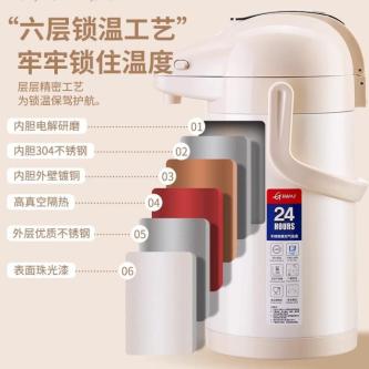 新升级家用不锈钢内胆气压式保温壶 大容量可手提按压出水热水瓶 in George Town - Image 1