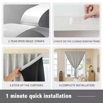 100% Blackout Kurtina No Punch Magic Tape Plain Curtain … in Johor Bahru - Image 1