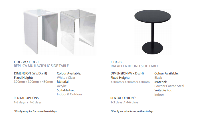 Event Furniture Rentals Coffee & Side Tables in Outram - Image 6