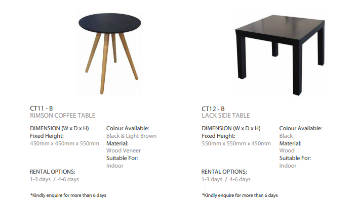 Event Furniture Rentals Coffee & Side Tables in Outram - Image 8