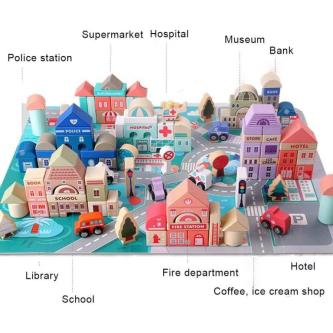 140pcs Wooden Building Blocks Set Early Learning Educational … in George Town - Image 1