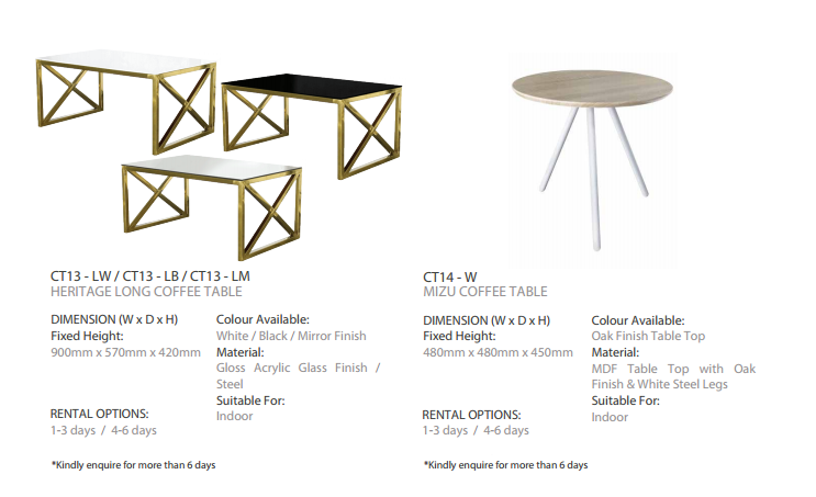Event Furniture Rentals Coffee & Side Tables in Outram - Image 10