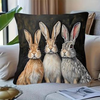 1pc Pillowcase Three Rabbits Art Design Pillow Cover in Bukit Batok - Image 1