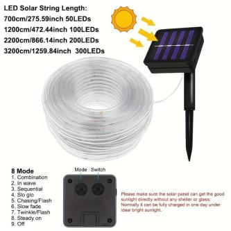 【24H SHIP】32M PVC Solar LED Rope Light 8 Modes Waterproof … in George Town - Image 1