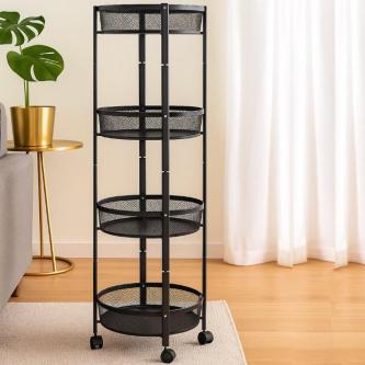 4-Layer Round Metal Mesh Storage Organizer Rack With Wheels in New Delhi - Image 3