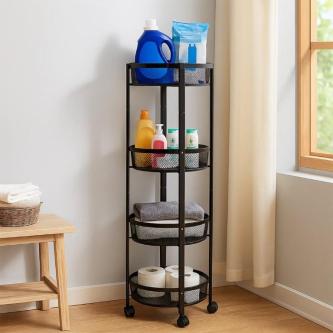 4-Layer Round Metal Mesh Storage Organizer Rack With Wheels in New Delhi - Image 4