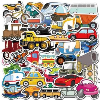 40PCS Cartoon Transportation Stickers Sailing Car Train … in Singapore - Image 1