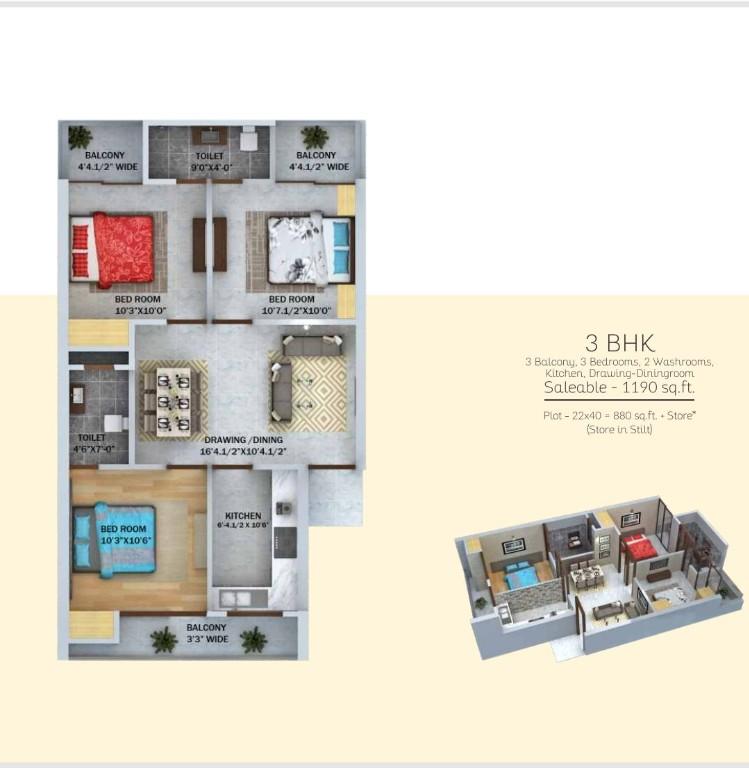 3Bhk Flat Available for Rent in Zerakpur - Image 2