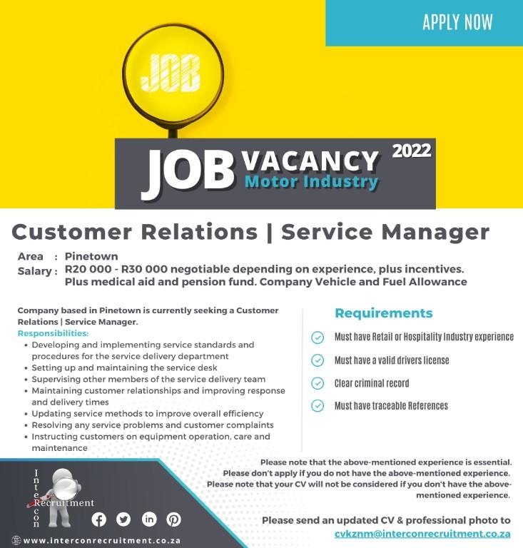 Customer Relations | Service Manager - Pinetown in Umlazi - Image 1