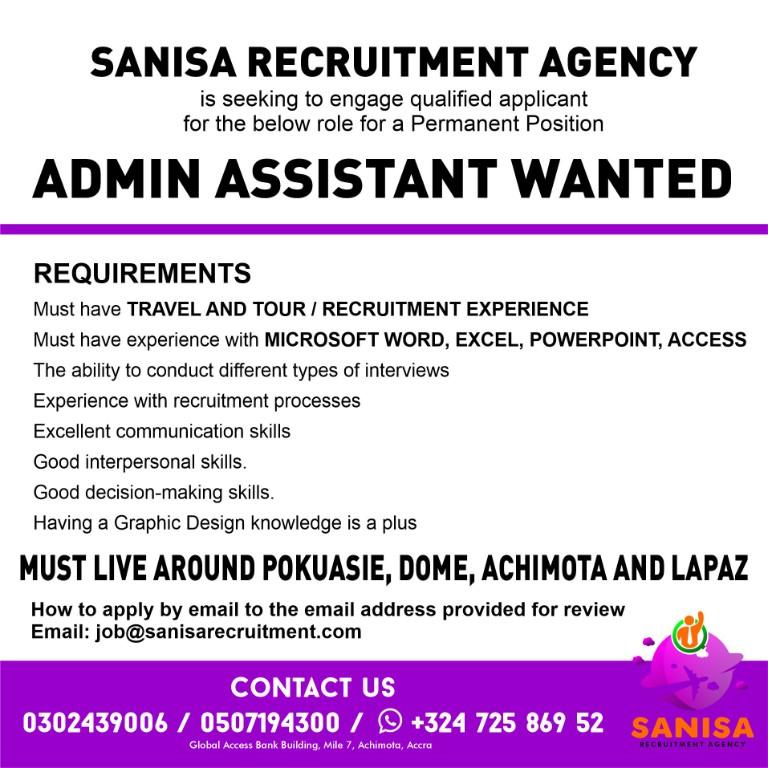 Admin Assistant Needed in Accra - Image 1