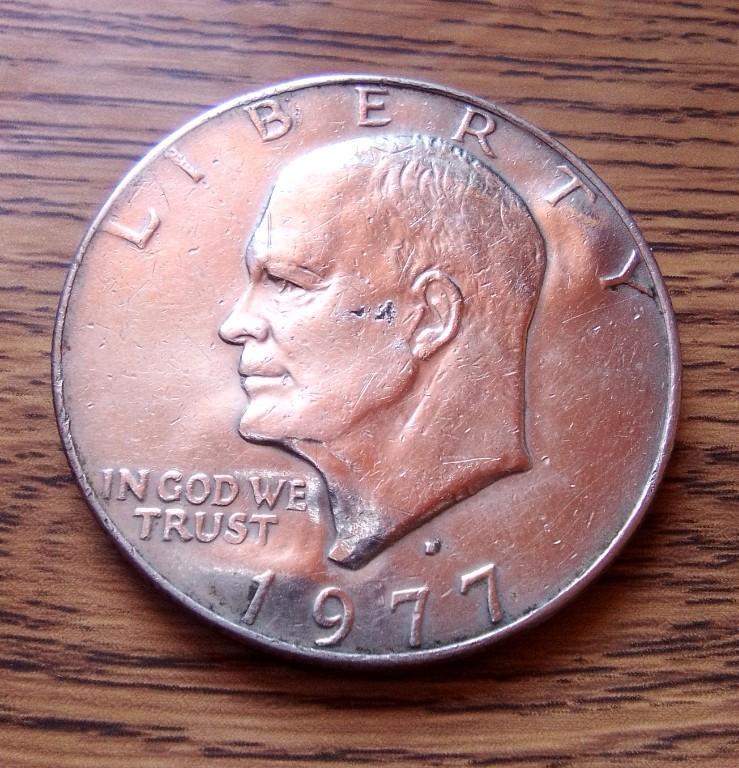 ERROR moneda LIBERTY 1977 D ONE DOLLAR en Guatemala - Imagen 3