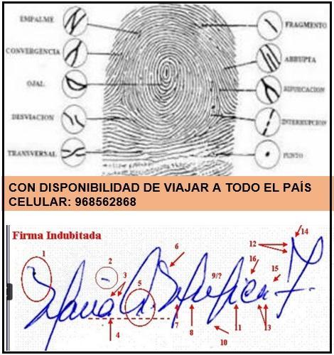 PERITO GRAFOTECNICO, DACTILOSCOPICO Y DOCUMENTOSCOPIA.- en Nazca - Imagen 1