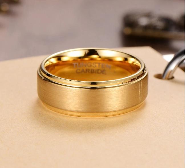 MEN'S STEP BRUSHED GOLD TUNGSTEN RING OY in Johannesburg - Image 2