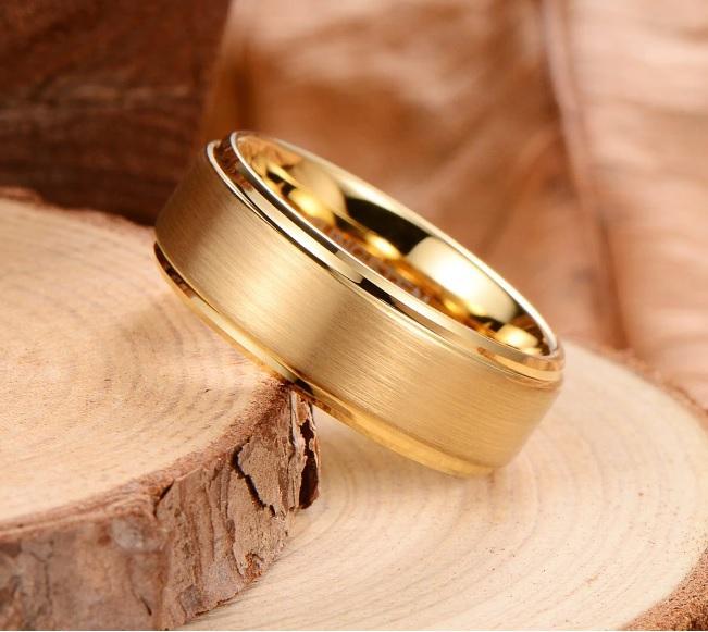MEN'S STEP BRUSHED GOLD TUNGSTEN RING OY in Johannesburg - Image 3