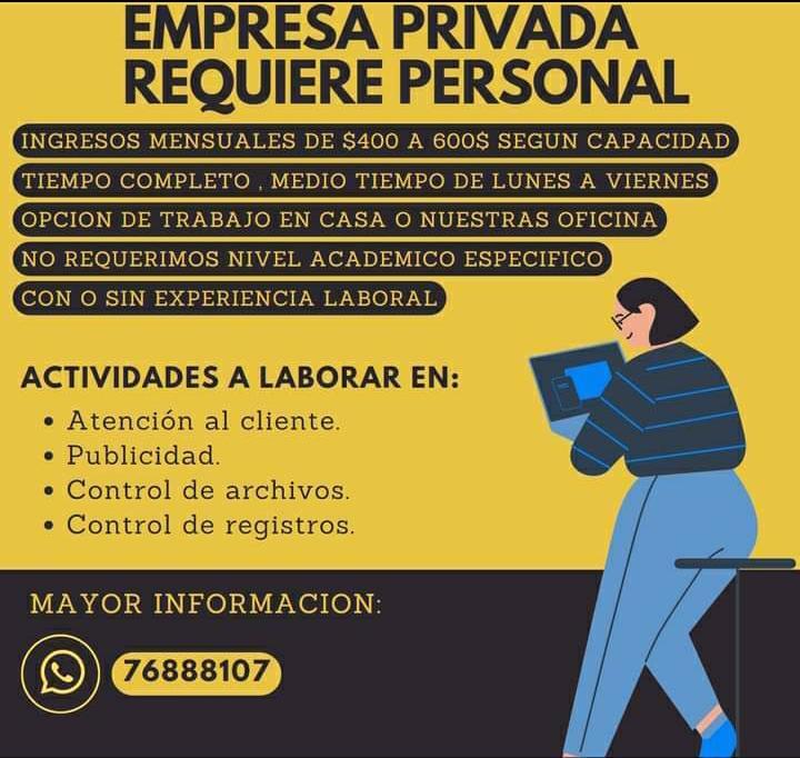 Empresa privada requiere personal en San José Villanueva - Imagen 1