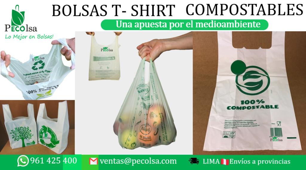 BOLSAS T-SHIRT COMPOSTABLES en Lima - Imagen 2