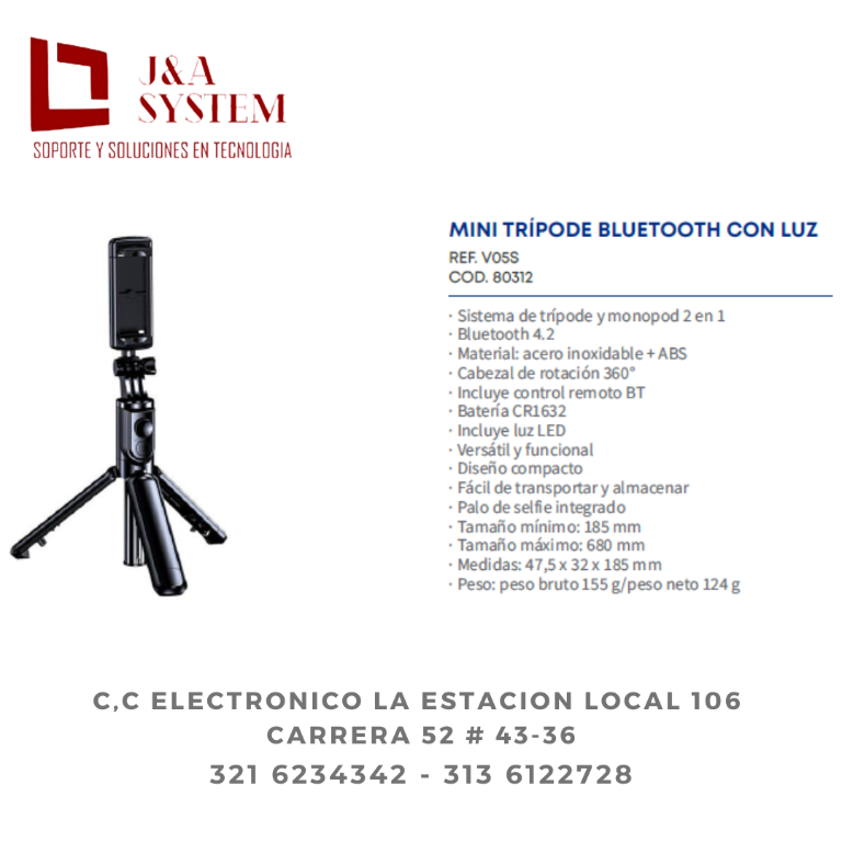 MINI TRIPODE BLUETOOTH CON LUZ en Envigado - Imagen 1