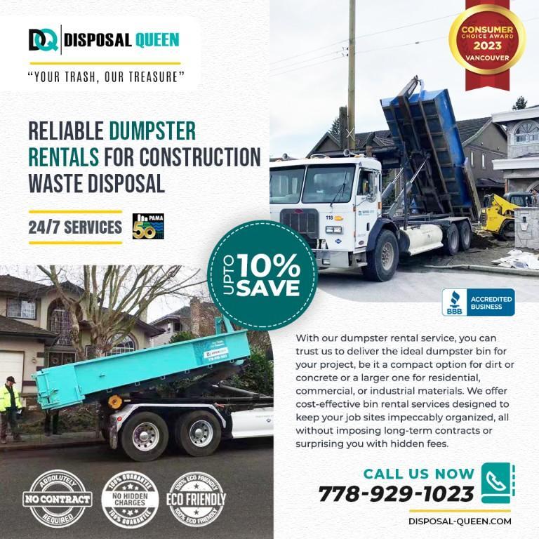 Reliable Dumpster Rentals for Construction Waste Disposal in Delta - Image 1