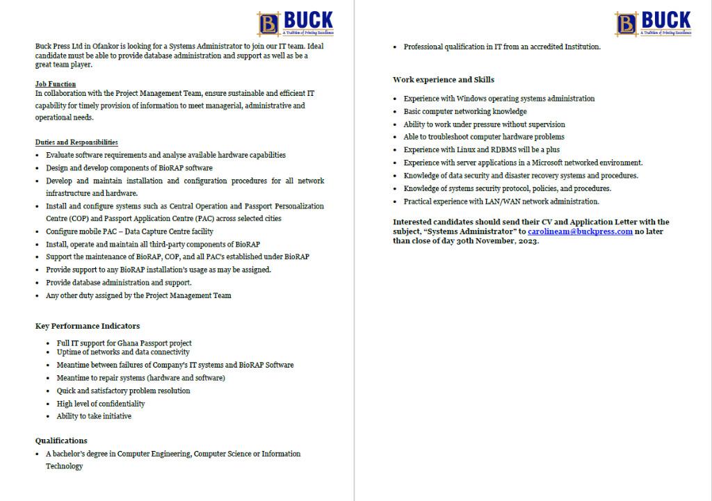 Systems Administrator in Ghana - Image 1