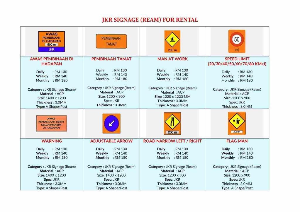 JKR ROAD SIGNBOARD (REAM) FOR RENTAL - SEWA in Nilai - Image 1