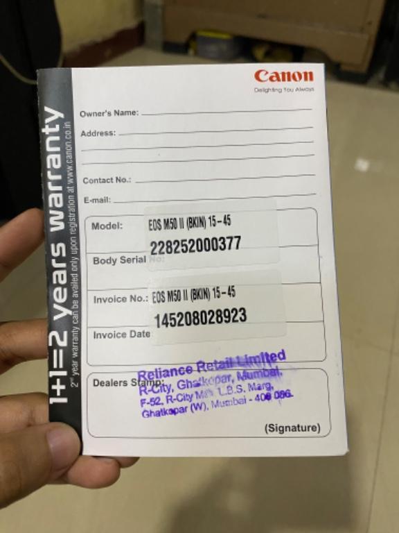 Canon EOS M50 Mark II Mirrorless Camera in Mumbai - Image 3