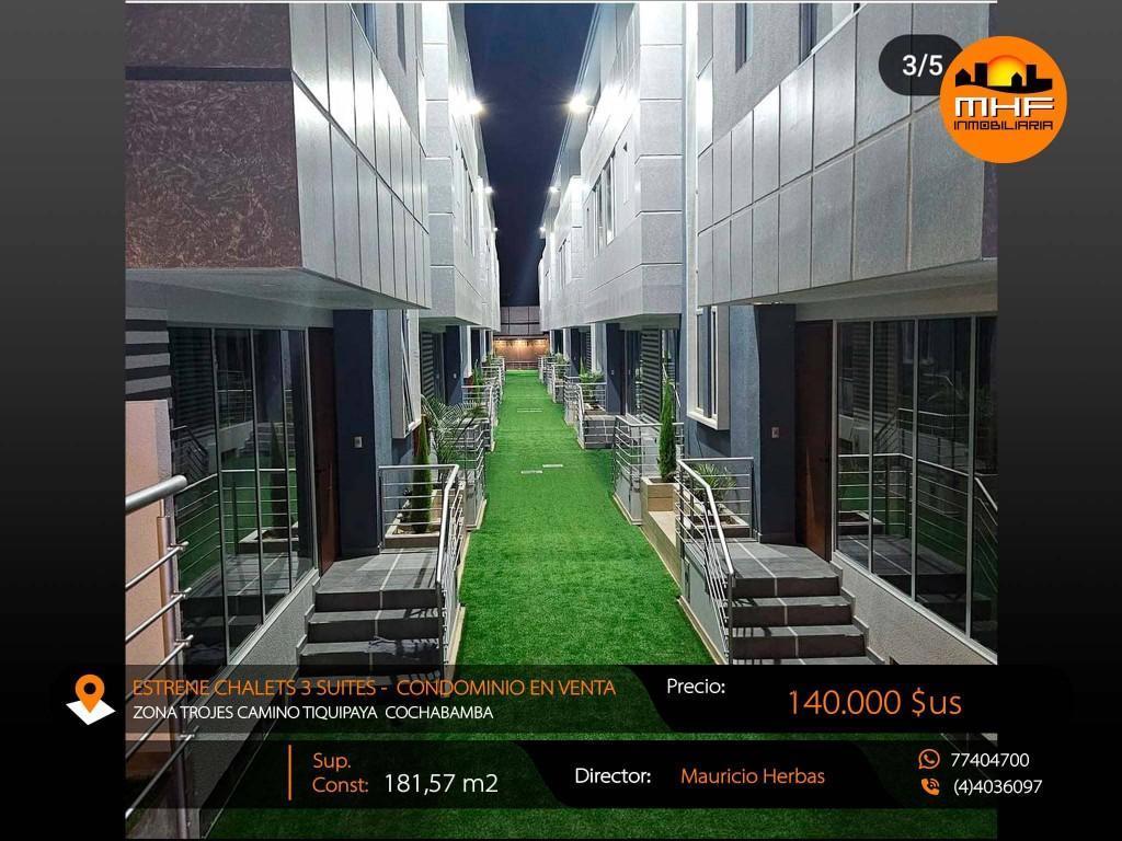 ESTRENE HERMOSOS CHALETS 3 PLANTAS EN CONDOMINIO CON PISCINA en Vinto - Imagen 1