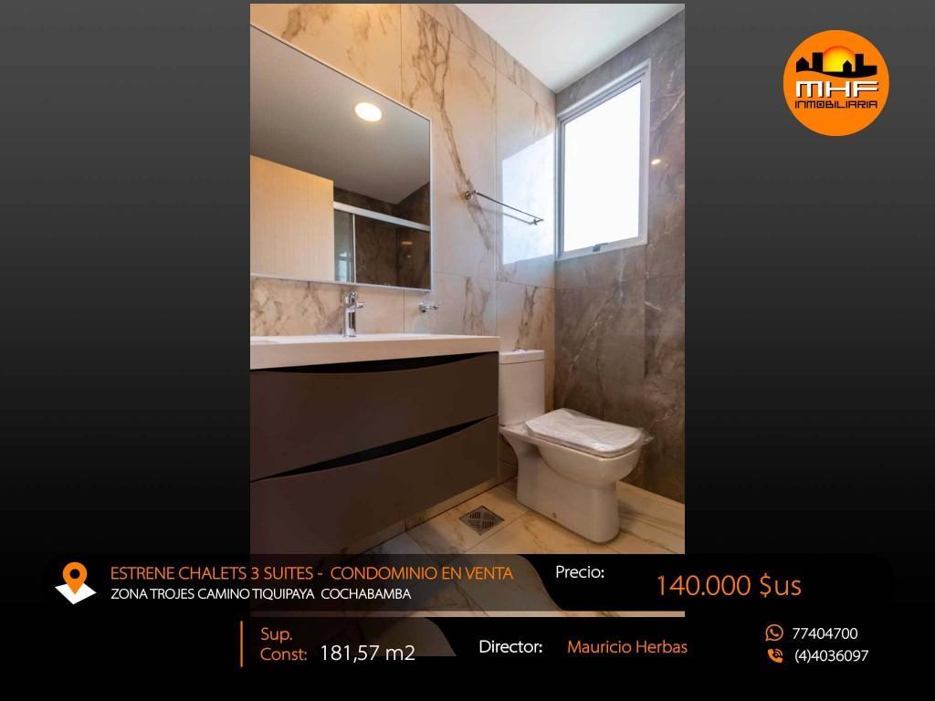 ESTRENE HERMOSOS CHALETS 3 PLANTAS EN CONDOMINIO CON PISCINA en Vinto - Imagen 7