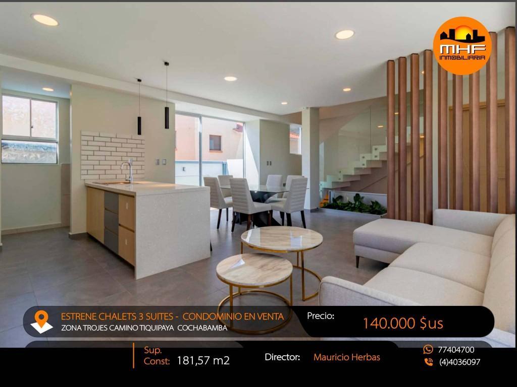 ESTRENE HERMOSOS CHALETS 3 PLANTAS EN CONDOMINIO CON PISCINA en Vinto - Imagen 3