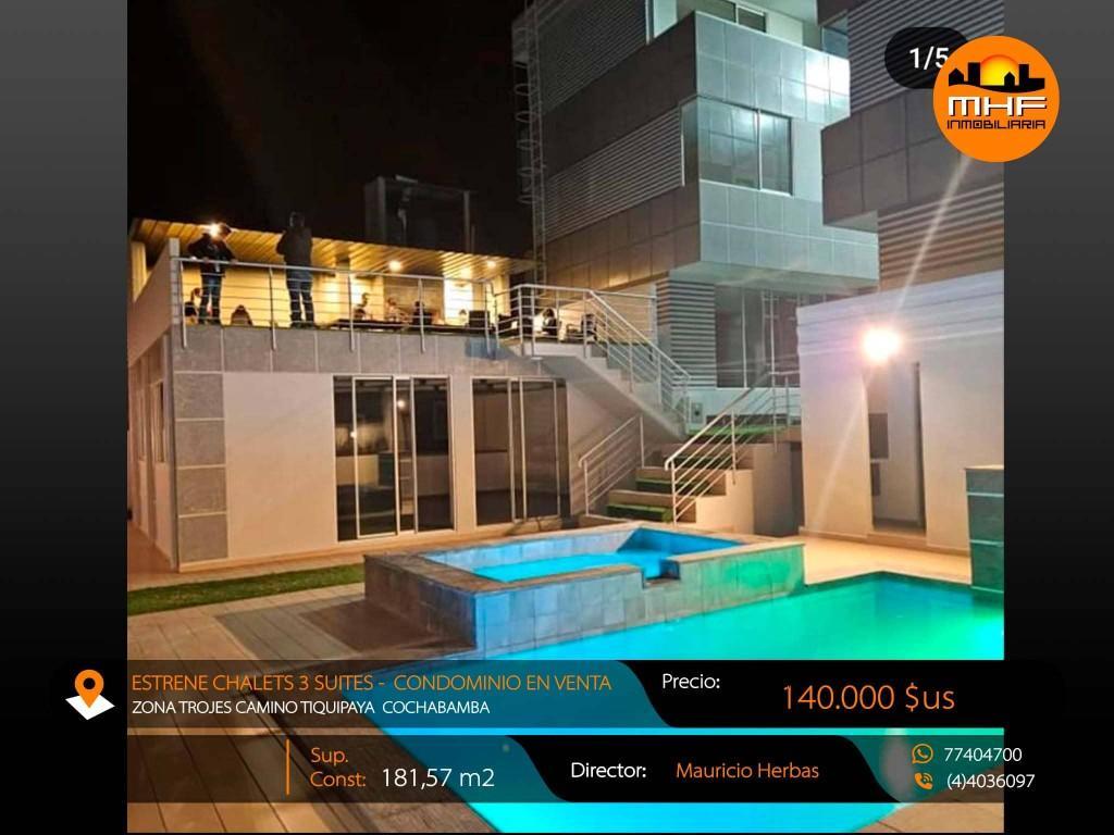 ESTRENE HERMOSOS CHALETS 3 PLANTAS EN CONDOMINIO CON PISCINA en Vinto - Imagen 14
