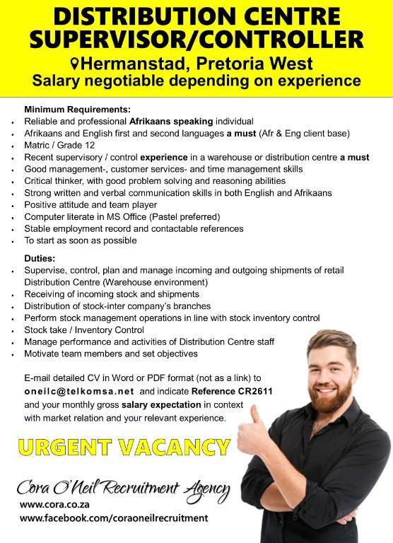 Distribution Centre Supervisor in Pretoria - Image 1