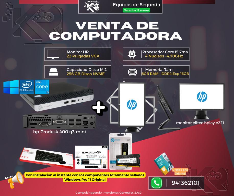 Computadora Mini HP core i5 + Monitor HP+ kit en Lima - Imagen 1