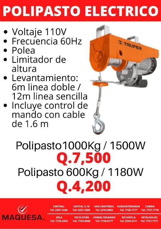 POLIPASTO ELECTRICO septiembre en Guatemala - Imagen 1