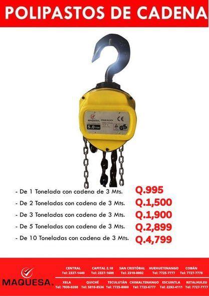 POLIPASTO DE CADENA 3MTS en Guatemala - Imagen 1