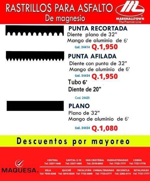 RASTRILLOS PARA ASFALTO en Guatemala - Imagen 1