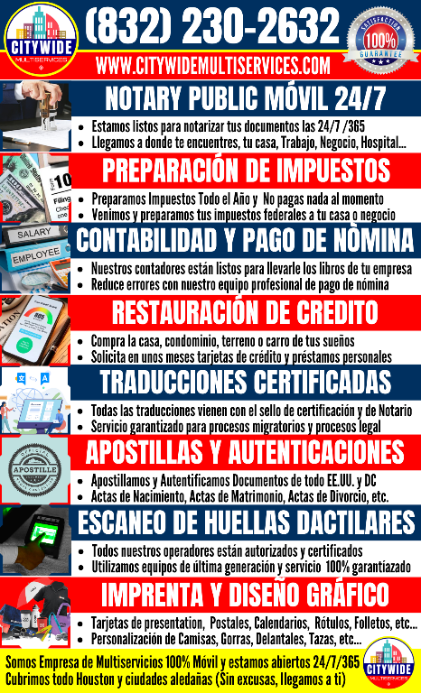 NOTARIZACIÓN DE DOCUMENTOS A DOMICILIO - VENIMOS A TI - SERVIMOS en Texas City - Imagen 1