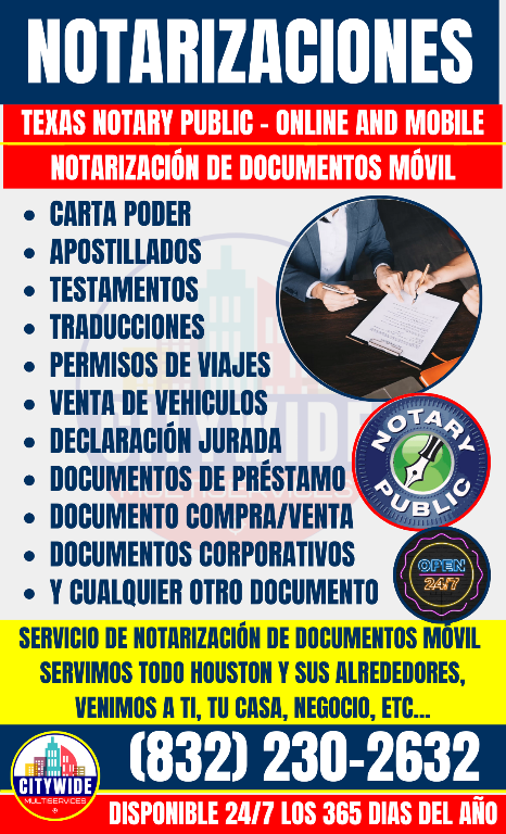 NOTARIZACIÓN DE DOCUMENTOS A DOMICILIO - VENIMOS A TI - SERVIMOS en Texas City - Imagen 2