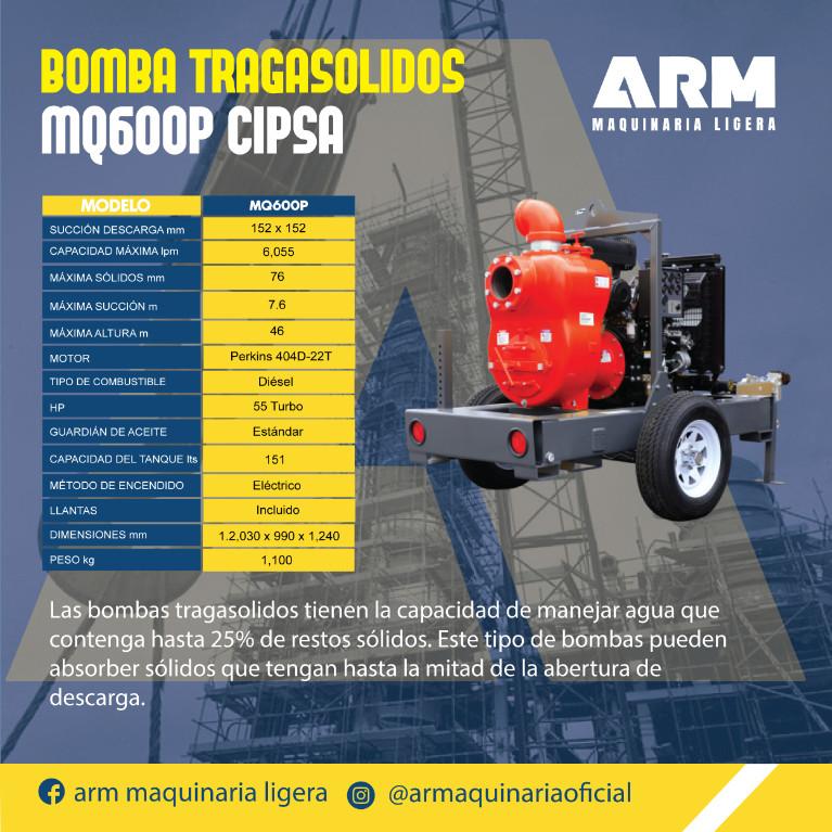 BOMBA TRAGASOLIDOS MQ600P CIPSA en México - Imagen 1
