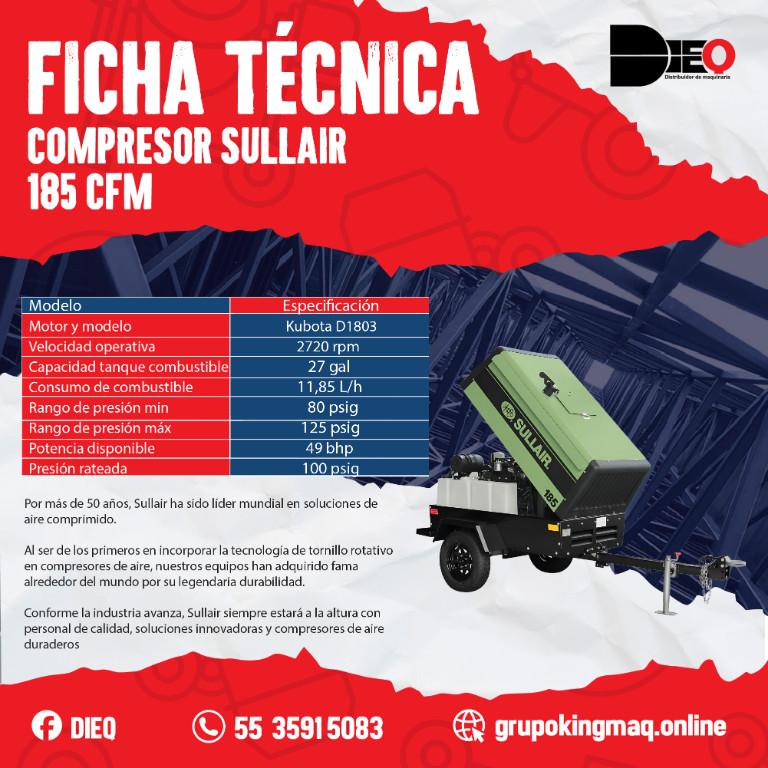 COMPRESOR SULLAIR 185CFM en México - Imagen 1