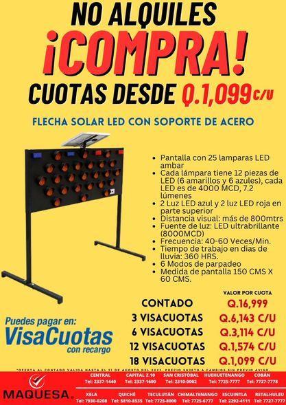 FLECHA LED SOLAR CON SOPORTE en Retalhuleu - Imagen 1