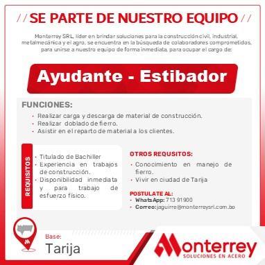 AYUDANTE - ESTIBADOR en Tarija - Imagen 1