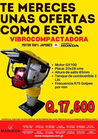 VIBROCOMPACTADORA MOTOR HONDA en Guatemala - Imagen 3