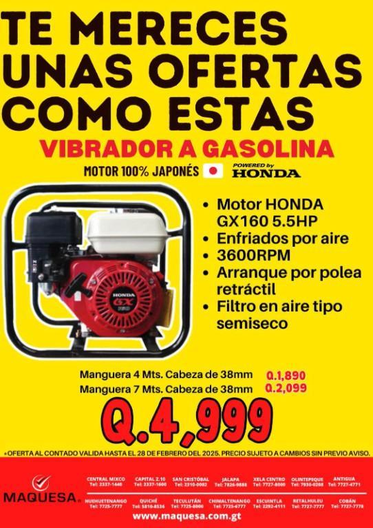 VIBRADOR A GASOLINA PARA COLADOS COMPACTOS Y SIN BURBUJA en Retalhuleu - Imagen 1