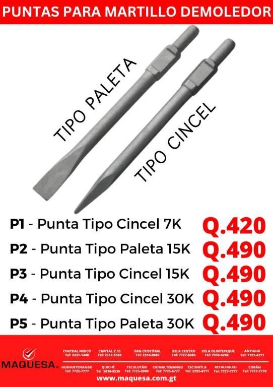 PUNTAS PARA MARTILLO DEMOLEDOR en Guatemala - Imagen 1