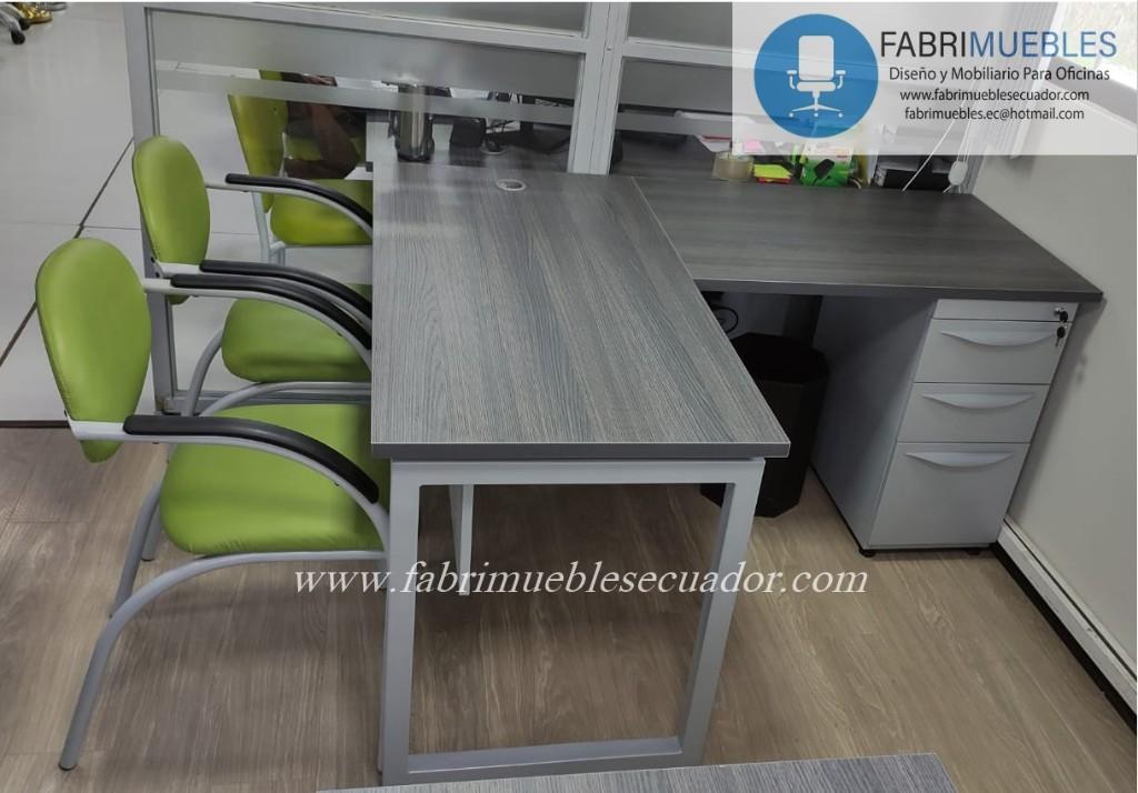 ESTACIÓN DE TRABAJO COMPLETA - MODELO EN L - IDEAL PARA OFICINA en Cayambe - Imagen 3