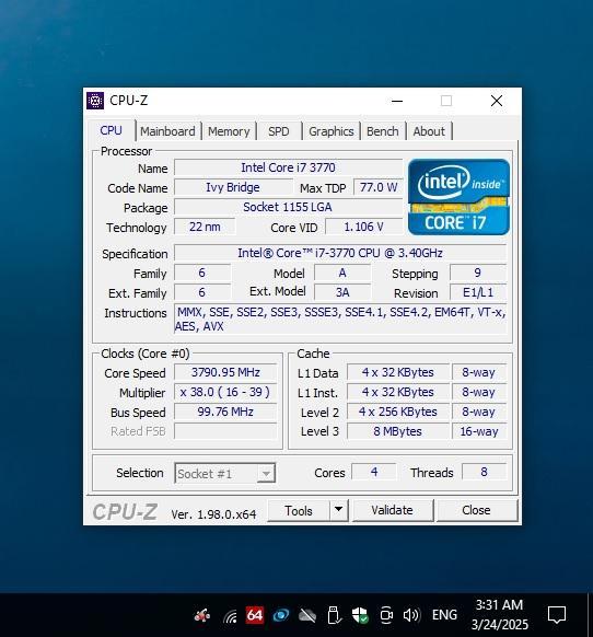 Used Intel® Core™ i7-3770 Processor / LGA1155 / 4 Core 8 Thread in Kampong Selayang - Image 6