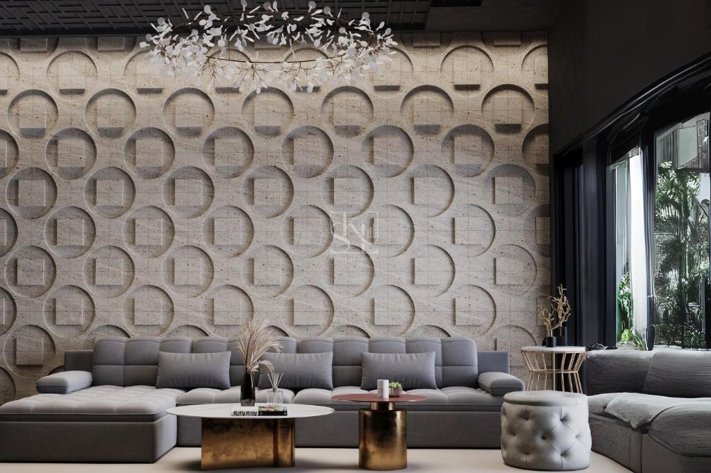 Geometric Stone Cladding with 3D Effect in India - Image 1