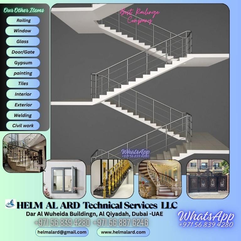 Stair Railing, Staircase, Modern Staircase, Aluminum Door Works in Ajman - Image 4