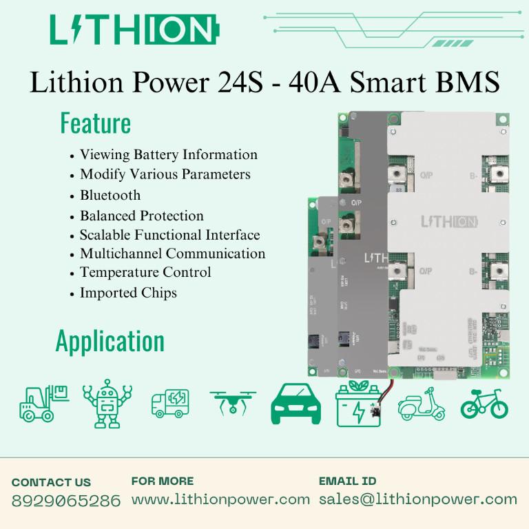 Lithion Power Smart BMS 24S 40A With Bluetooth & App Monitoring in India - Image 1